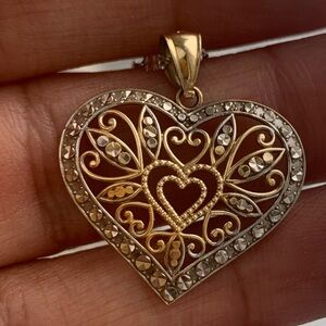 10kt Gold Two Toned Heart Pendant